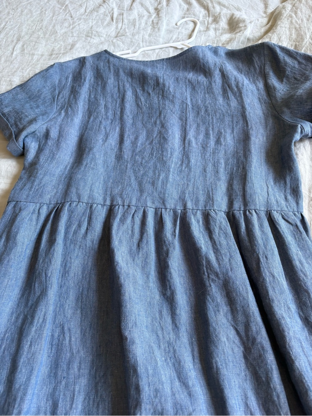 Blue Button-Front V-Neck Midi Dress - Picture 11 of 13